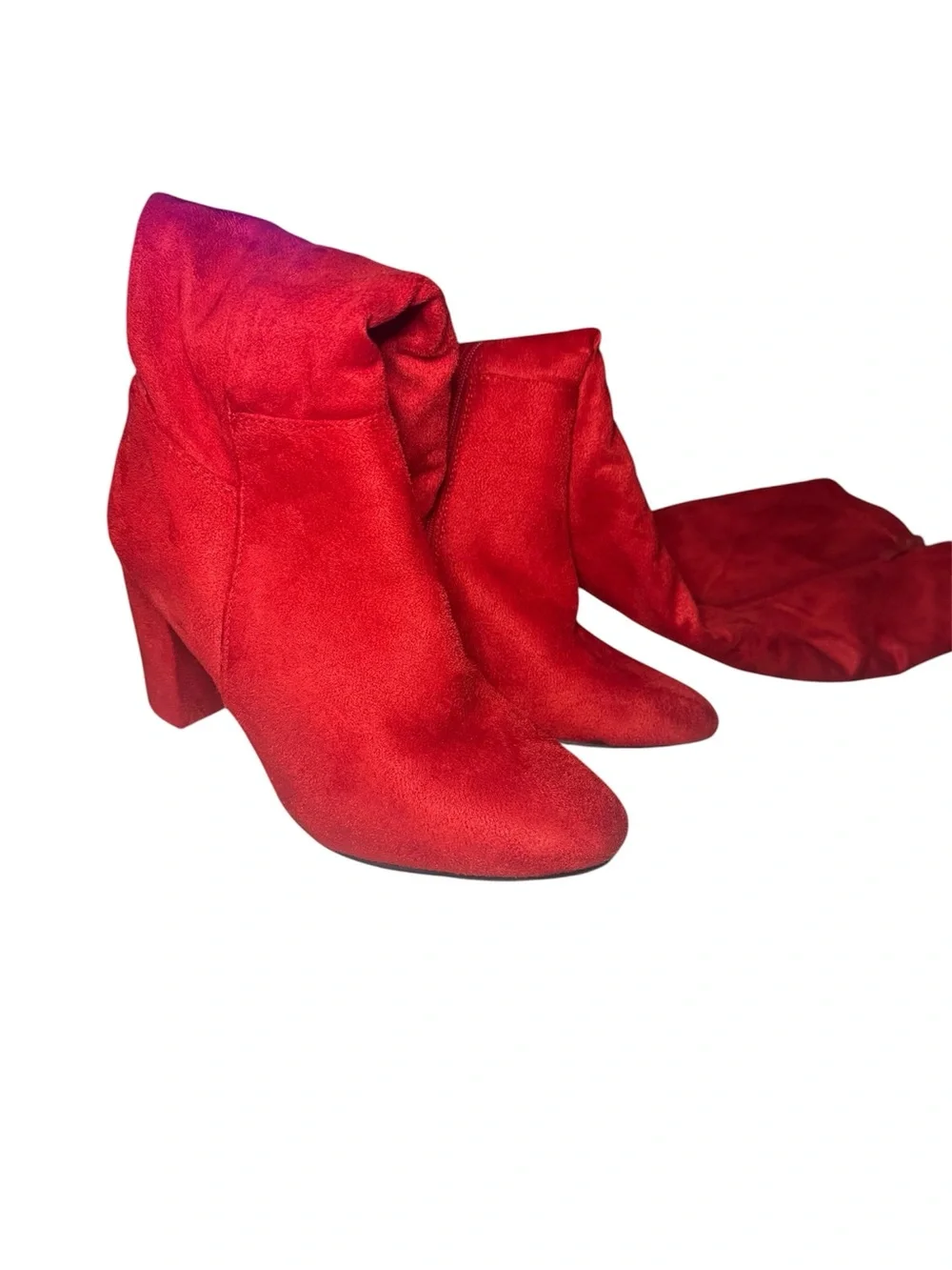 Top Moda Red Women's Faux Suede Block Heel Knee High Boot Size 7